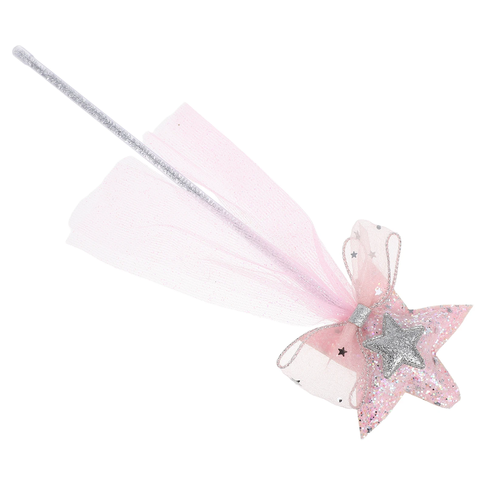 

1Pcs Prop Fairy Stick for Festival Party Halloween Costume Accessory Pink Gauze Designed Wand Birthday Cane