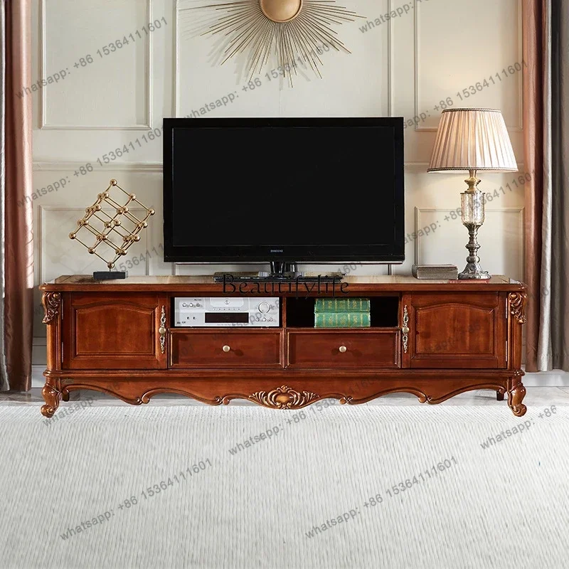 FG American Retro TV Cabinet Engraved With Pumping Living Room Locker Audio-visual
