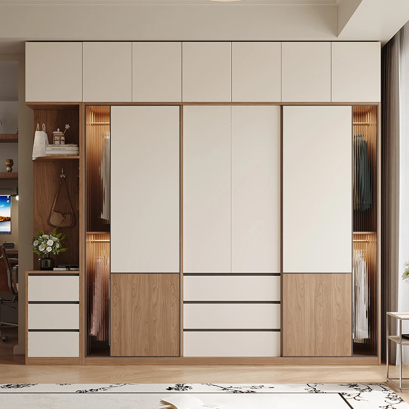 French retro wardrobe home bedroom simple modern small apartment sliding door storage cabinet sliding door wardrobe cabinet