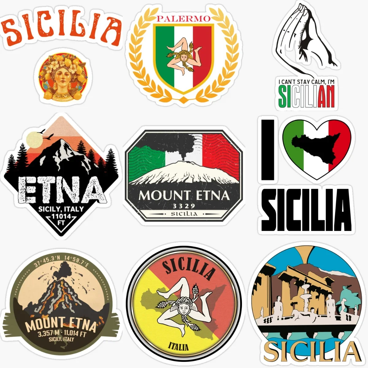 Sicilia Flag Map National Emblem Creative PVC Car Sticker for Decorate Car Van Window Fridge Table Room Decal Accessories