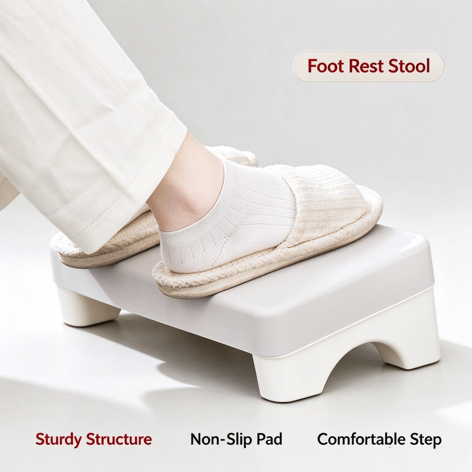 Ergonomic Slope Office Desk Footstool, Plastic Toilet Footpad, Relieves Leg Fatigue, Improves Sitting Posture, Compact Footplate