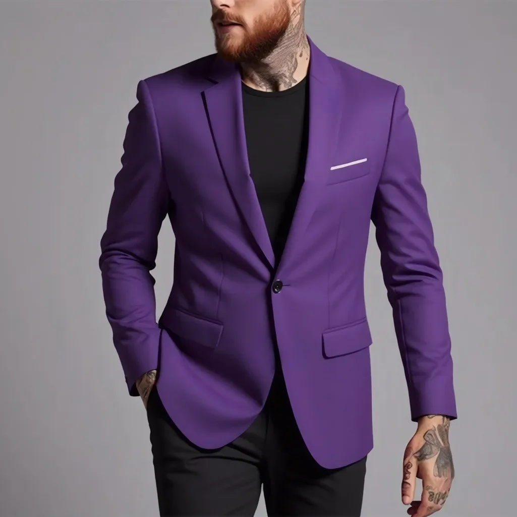 Men's Suit Business Jackets Thin Slim Fit Male Dress Blazer Coat Spring Autumn Simple Breasted Handsome Gentleman Vintage Casual