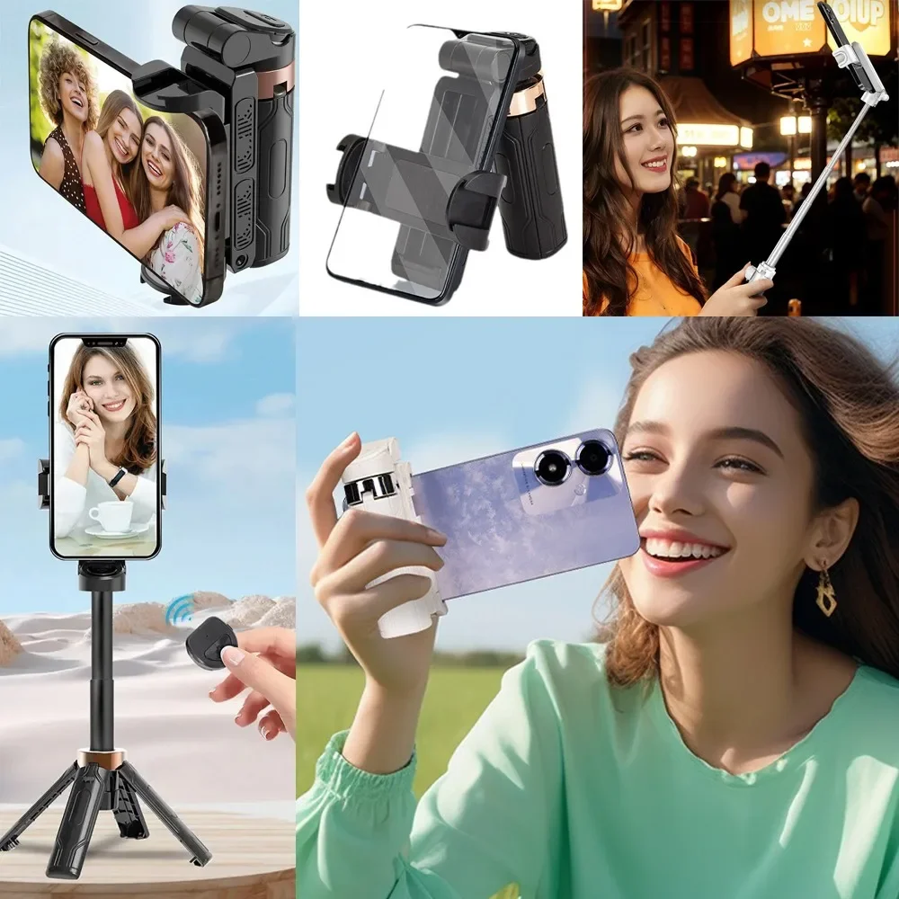 

Multifunctional Foldable Phone Stand Selfie Stick Mini Portable Pocket Desktop Mobile Phone Holder Bluetooth Support Android IOS