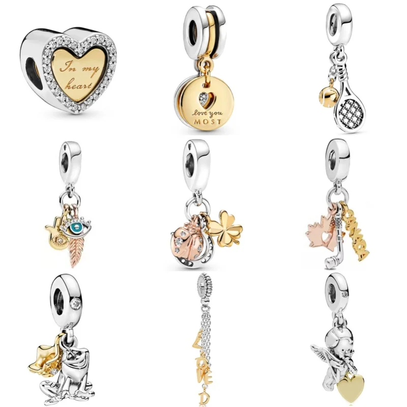 925 Banhado A Prata Charms Beads, Forever Me Pingente, Pulseira Pandora, Colar, Chaveiro, Jóias, Presentes de Carnaval, DIY, Novo, 2024