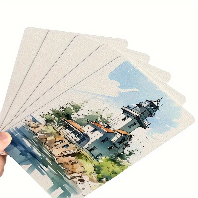 50 Stück Premium-Aquarellpapier, Kunsthandwerkpapier mit doppeltem Verwendungszweck, dickes Skizzenpapier, zum Aquarellmalerei, Zeichnen, Skizzieren – Detail 3