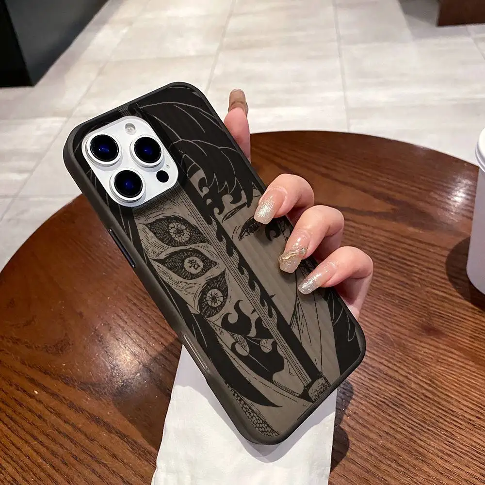 Funda de teléfono corrugada suave de Anime Demon Slayers para iPhone 11 12 13 14 15 16 17 Pro Max Plus cubierta de silicona ondulada