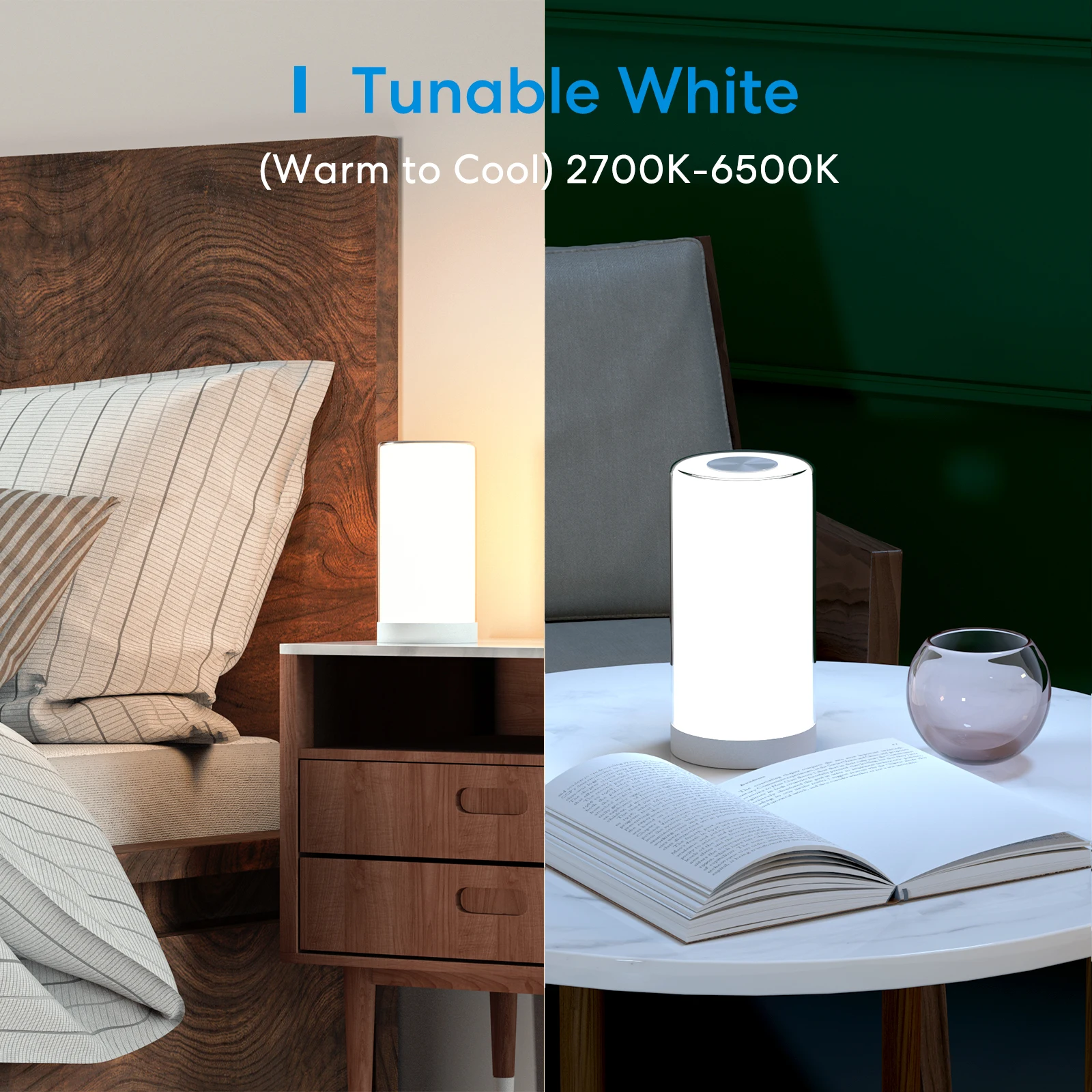 Meross HomeKit Smart Tafellamp RGBWW LED Wi-Fi Nachtlamp 6W Aanraaksensor Dimbaar Nachtkastje Licht Ondersteuning Alexa Google Assistent