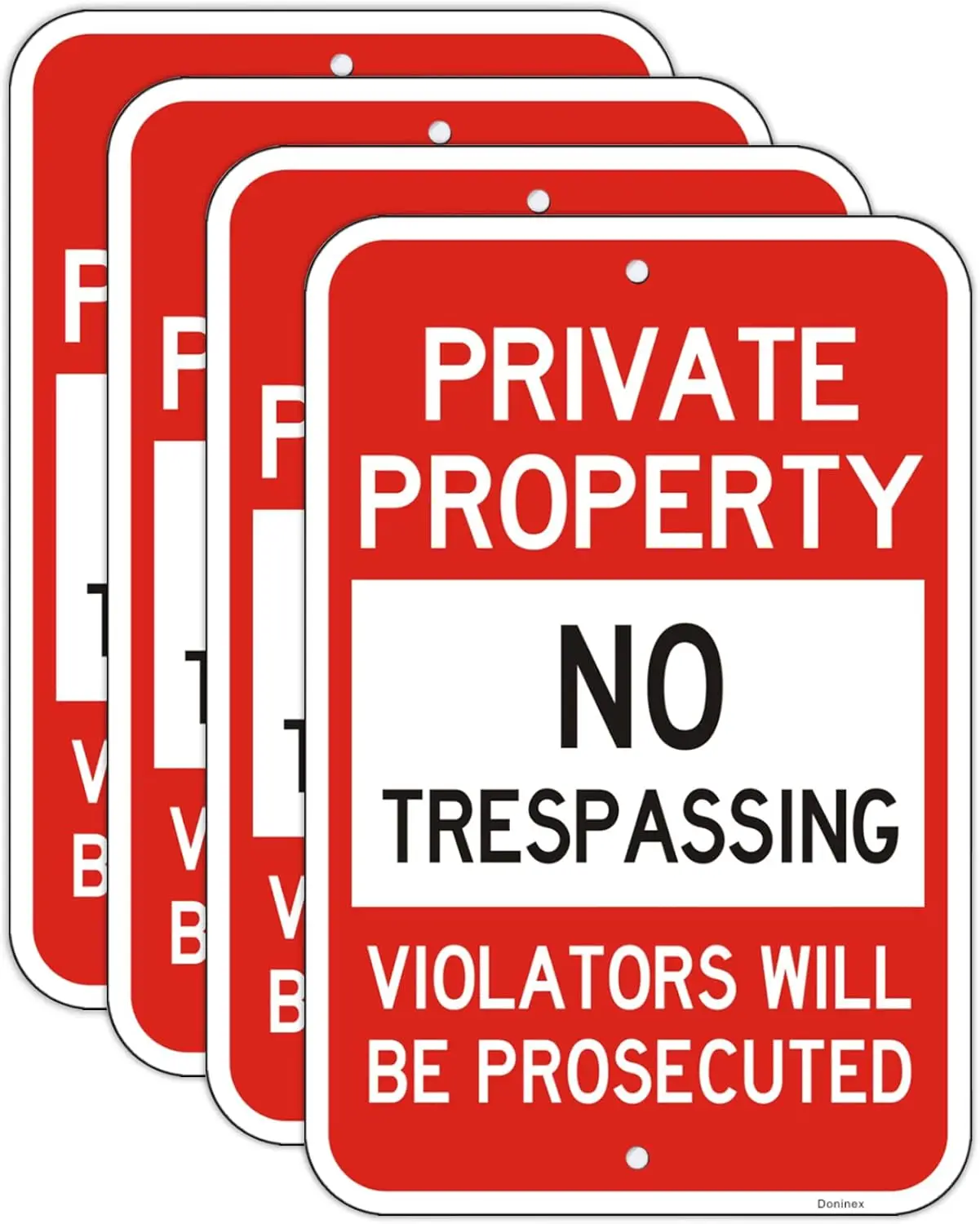 

4 Pack Private Property No Trespassing Sign, 12x18 Inches Metal Reflective Aluminum, Weatherproof Outdoor