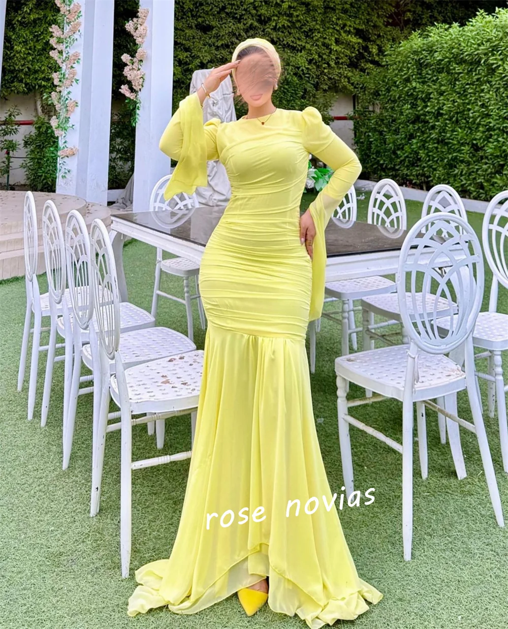 Customized Chiffon Pleat O-Neck Trumpet Long Dresses For Wedding Guest Elegant Bespoke Occasion Simple High Quality