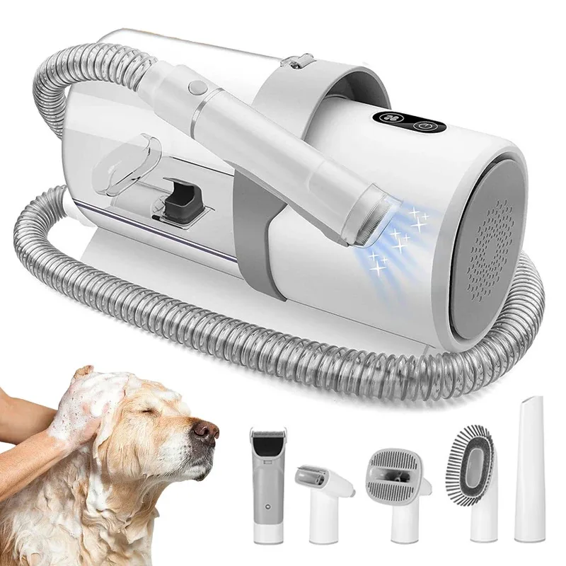 5 in 1 Professional Electric Pet Grooming Clippers Trimmer Cleaner Kit Cats Dogs Fur Remover Hair Brush