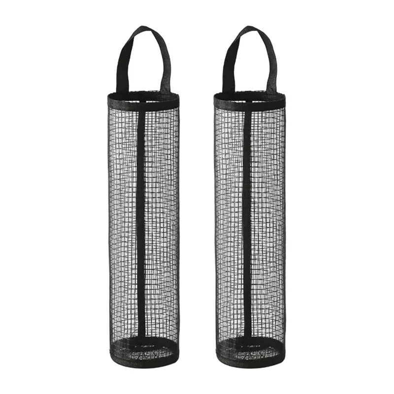 2Pcs Kitchen Garbage Bag Storage Grocery Bag Holder Wall Mount Polyester Bag Holder Bag Dispenser Kitchen Garbage Bag Storage