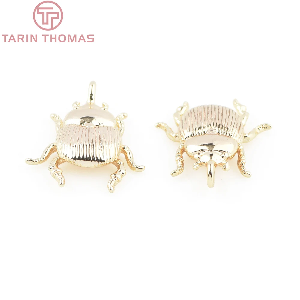 (9756) 6PCS 13x16.5MM 24K Gold Color Brass Insect Beetle Shaped Pendants High Quality DIY Jewelry Making Findings Accessories view 4
