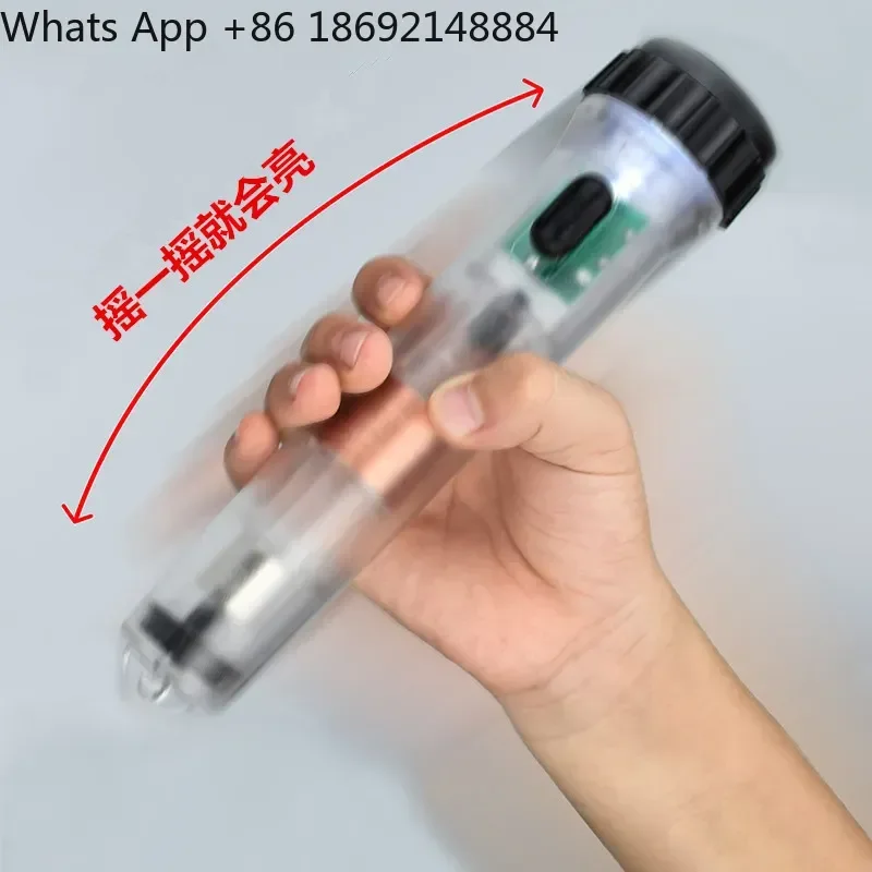 Strong Magnet Transparent Flashlight Self-Charging Student Fluorescent Hand-Cranked Emergency Power Generation Flashlight