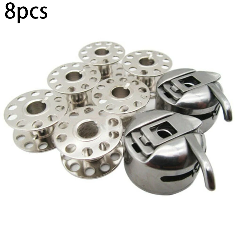 2pcs Bobbin Cases +6pcs Bobbins Set Sewing Machine Metal Accessories JCPenney for kenmore for Montgomery Ward for pfaff Necchi