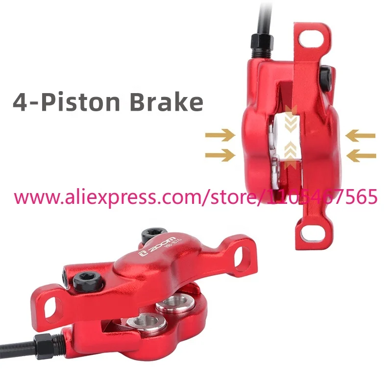2PCS Zoom 4 Piston Hydraulic Disc Brakes 800mm/1400mm Mountain Bike Oil Brake