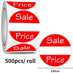 500pcs Red Sale Price Labels Stickers Round Removable Adhesive Paper Stickers Baking cakes Retail Store Discount Stickers Price