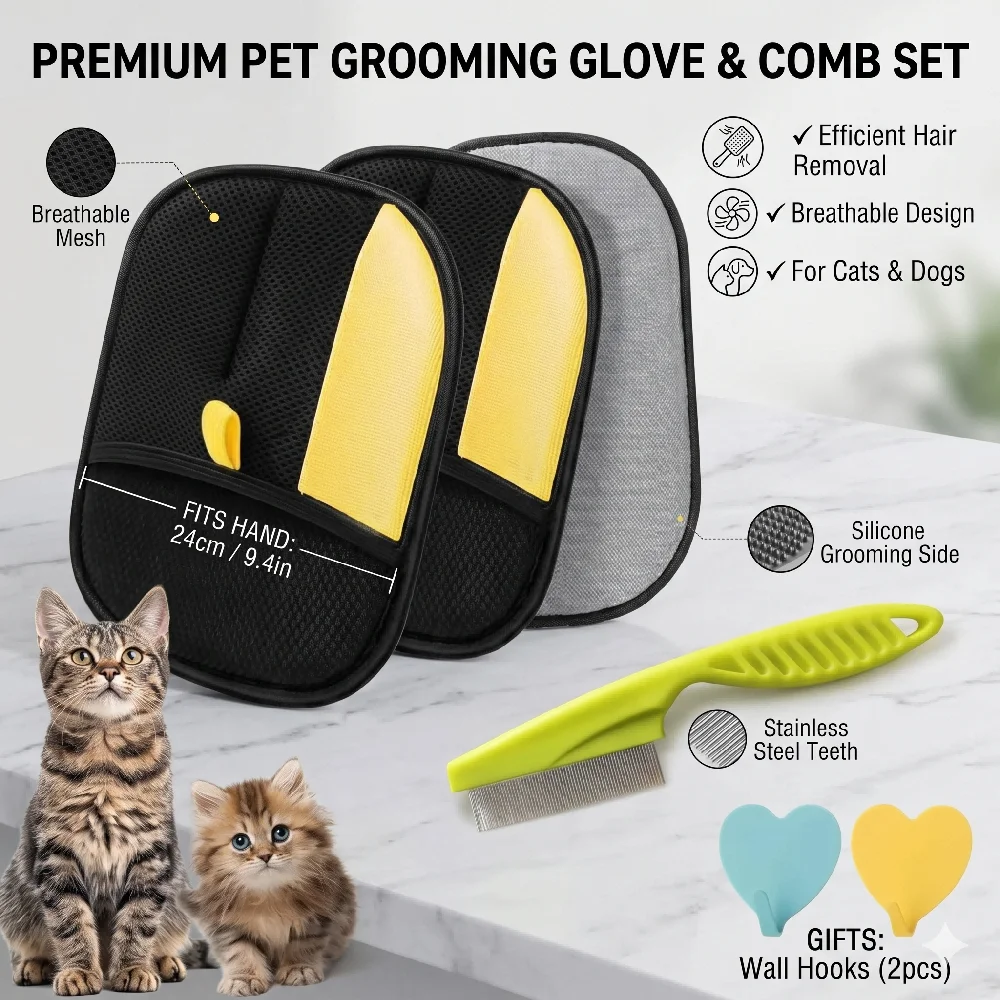 Pet Hair Removal Mitts Cat Hair Remover Brush Sticking Device Home Hair Scraper Reusable Cat Grooming 3/1pc Gloves Electrostatic