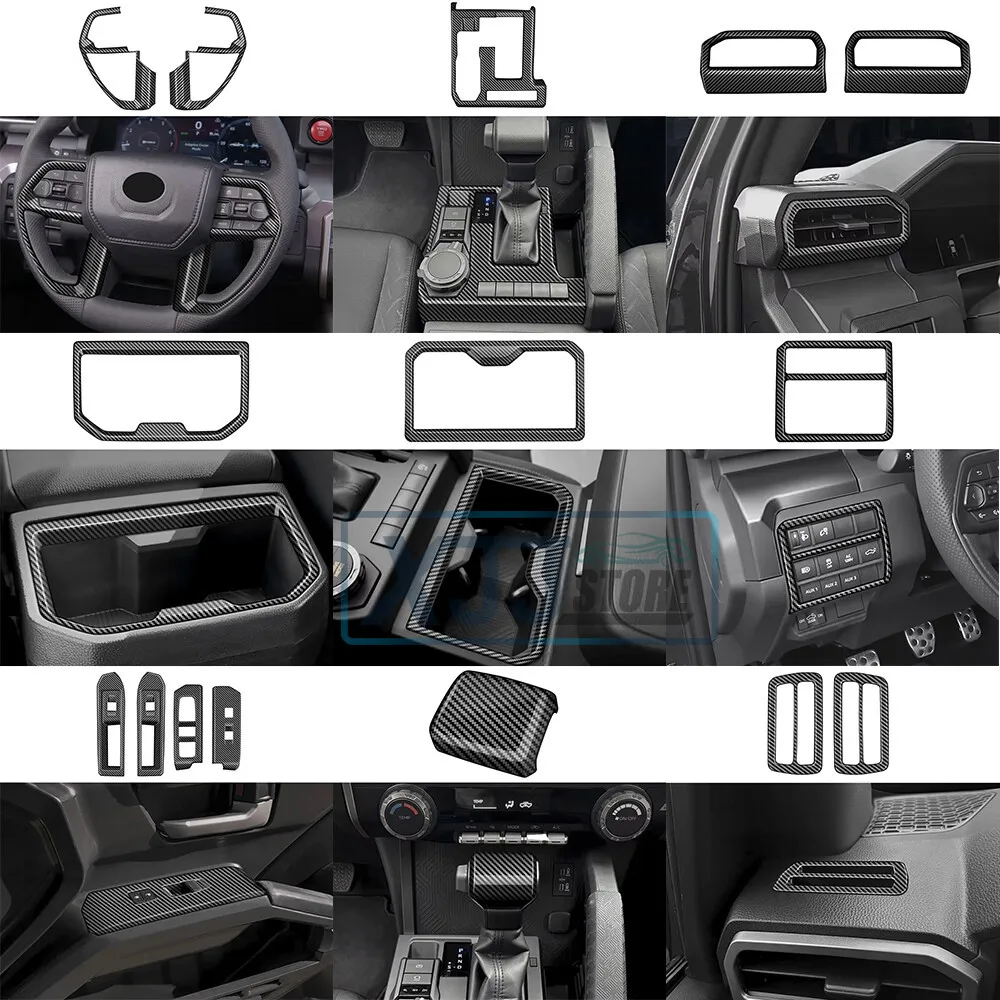 

Carbon Fiber Interior Mouldings Frame For Toyota Tacoma 2024 2025 Gear Lever Console Dashboard Armrest Cover