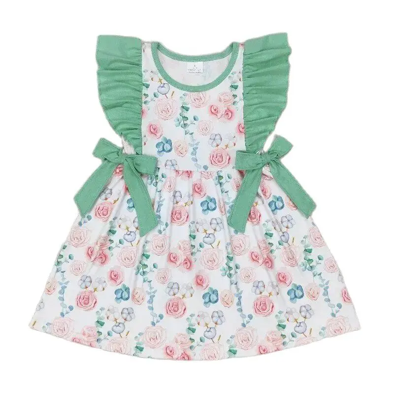 

Boutique Baby Girls cute floral Dress Wholesale Clothing Children Kids Sleeveless green twirl Skirts New styles summer clothes