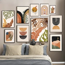 Scandinavian Abstract Aesthetic Wall Art Botanical Greens Geometric Lines HD Canvas Oil Painting Posters Prints Home Decor Gifts