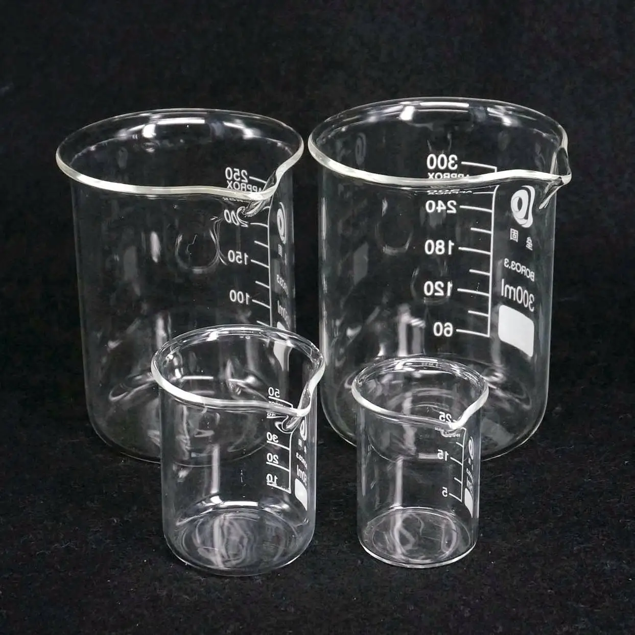 5/10/25/50/100/150/200ml G3.3 Borosilicate Glass Low Form Beaker Chemistry Lab Heavy Wall