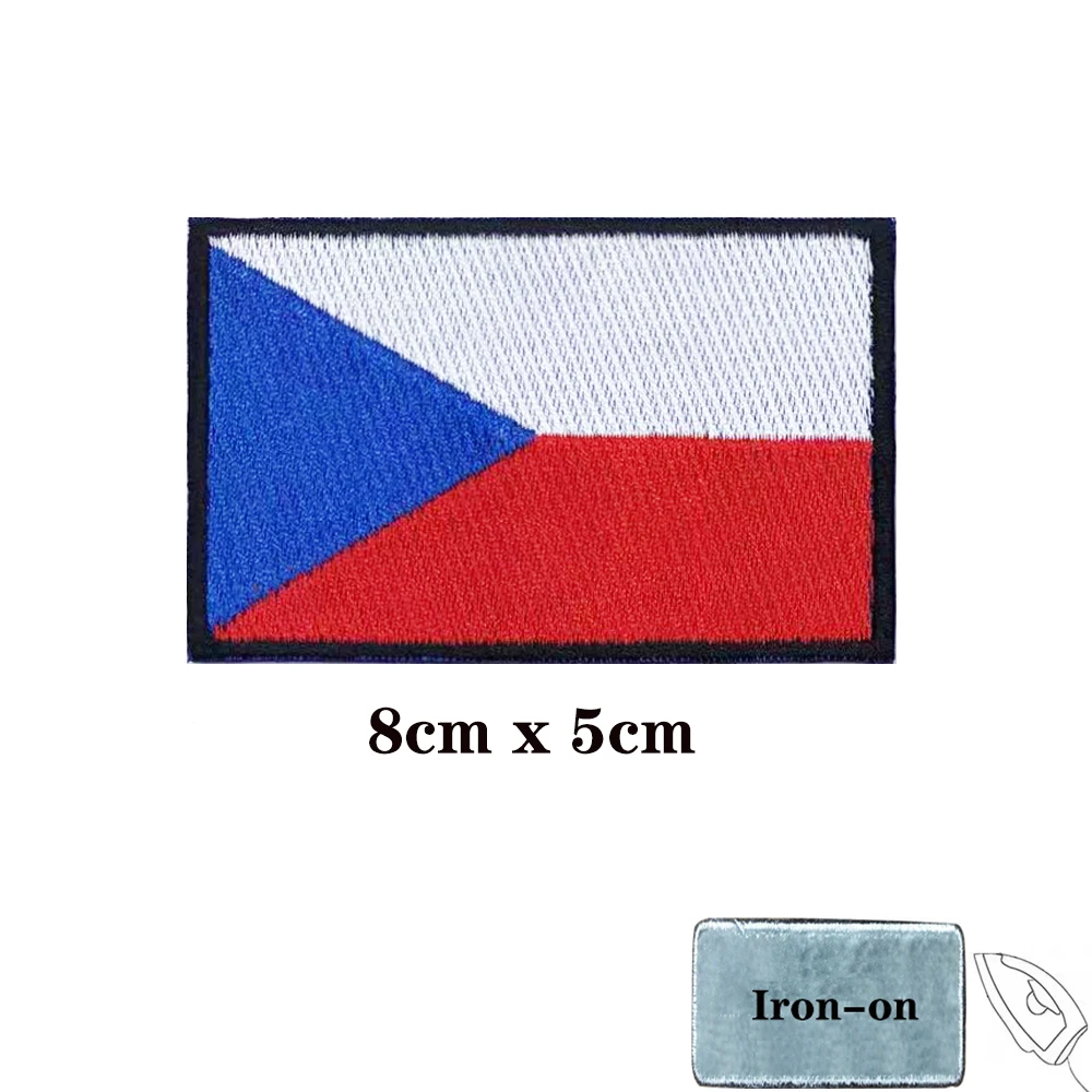 Czech flag Patches Armband Embroidered Patch Hook & Loop Iron On Embroidery  Badge Military Stripe