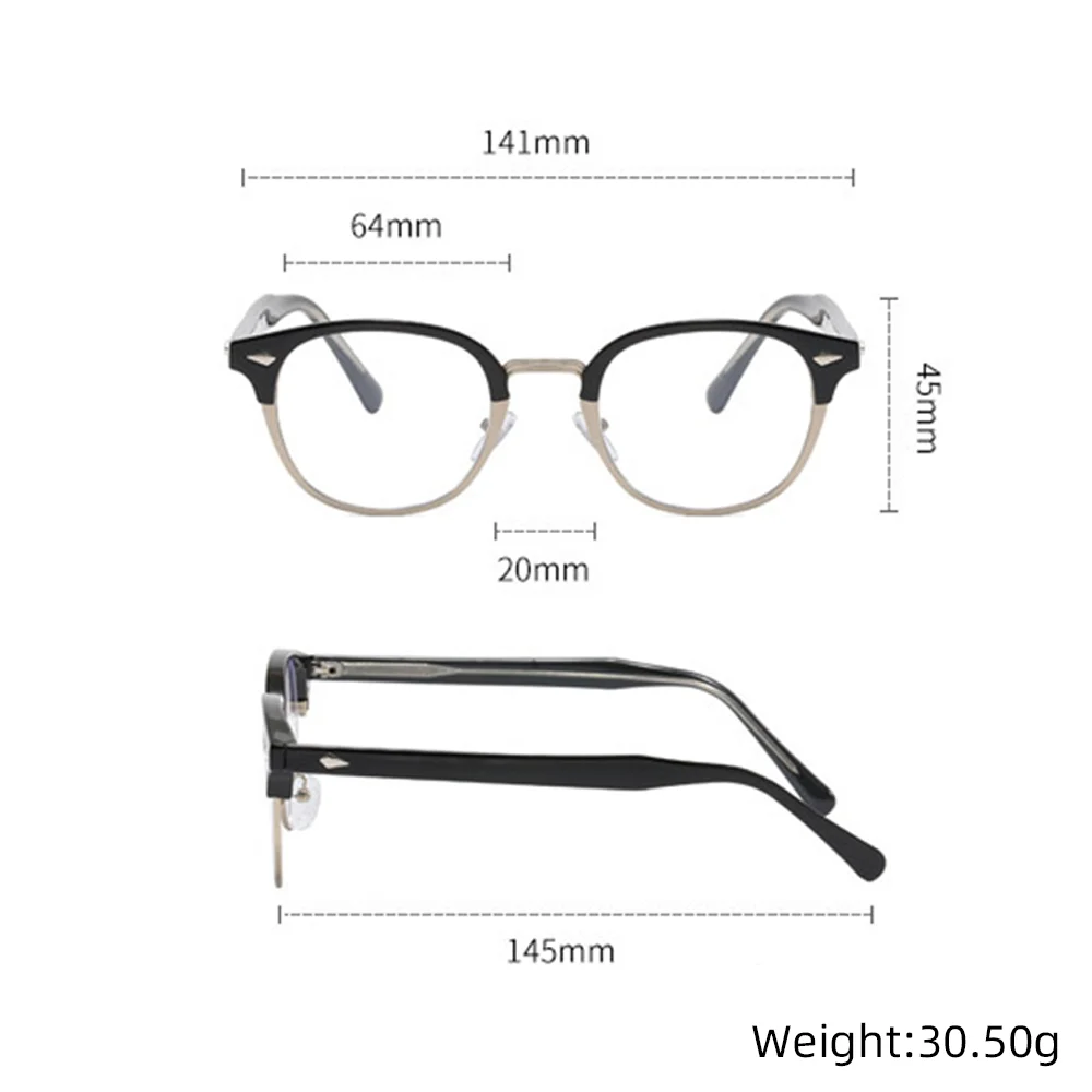 VIVIBEE Retro Semi-rimless Blue Light Blocking Glasses Men\'s Computer Anti Screen Filter Eyeglasses Gaming Women Square Eyewear
