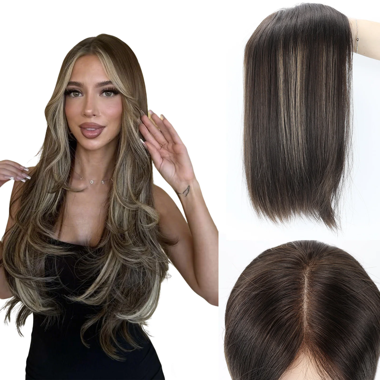 

Женский еврейский парик HD Lace Front из натуральных европейских волос, двойной плотности, с естественной линией роста волос, одинаковая длина, с цветными прядями