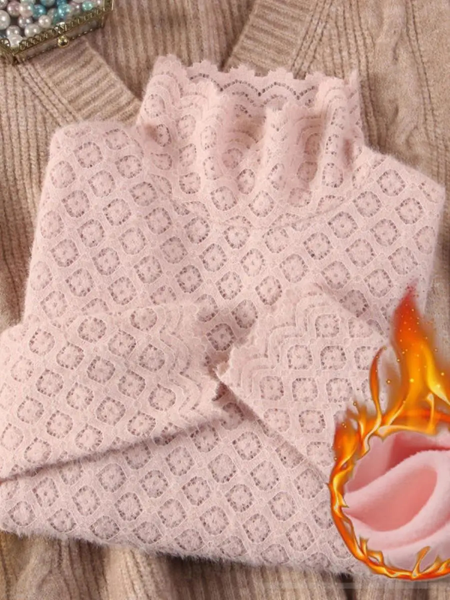 レディースフリース裏地付きレースアップシャツポケット付き中空デザイン長袖ハーフハイカラー秋冬新作インナーウェア