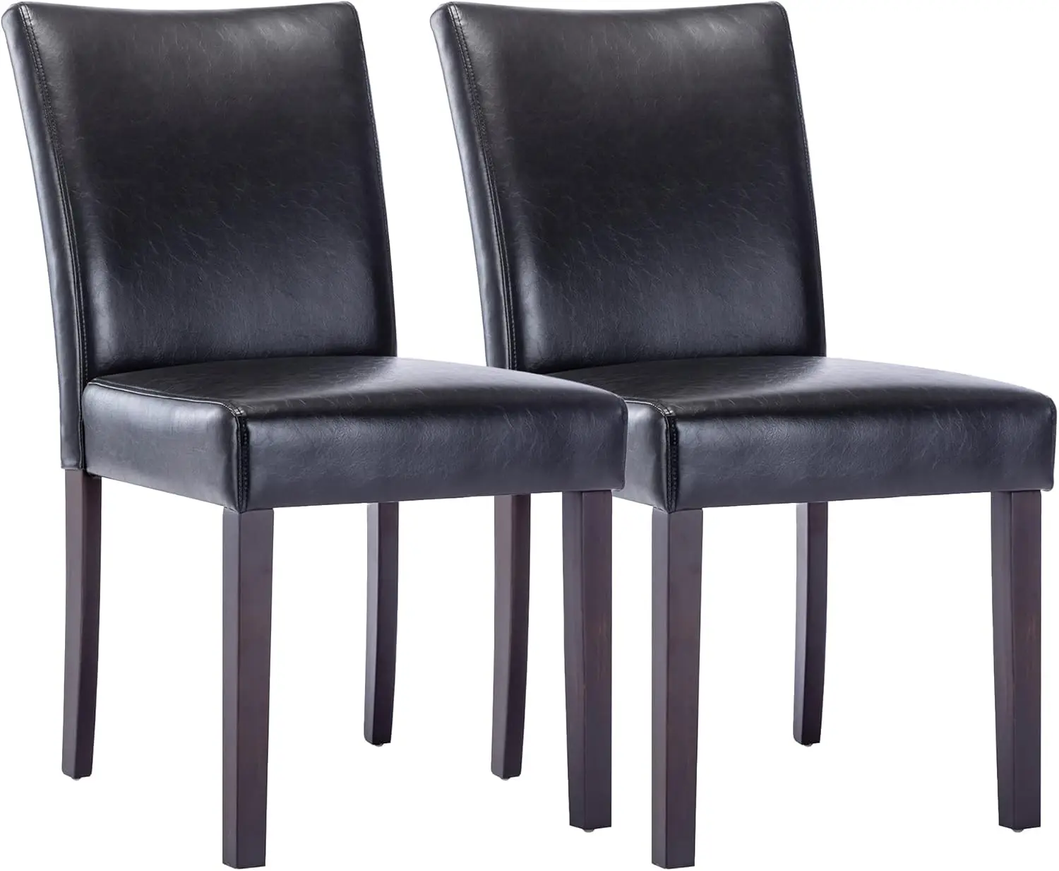 Upholstered Kitchen & Dining Room Chairs with Low Back, Faux Leather Armless Dining Chairs with Solid Wood Legs