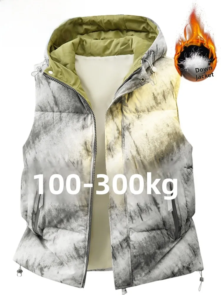 

MoChao, большой размер, пуховый жилет с капюшоном, мужской зимний новый свободный теплый морозостойкий жилет с капюшоном, модный тюнер из полиэфирного волокна