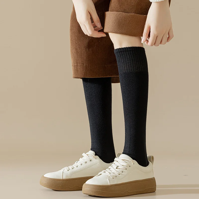 Women's Socks Fall/Winter Calf Socks Warm Non-Slip Winter Stockings Women's Solid Color
