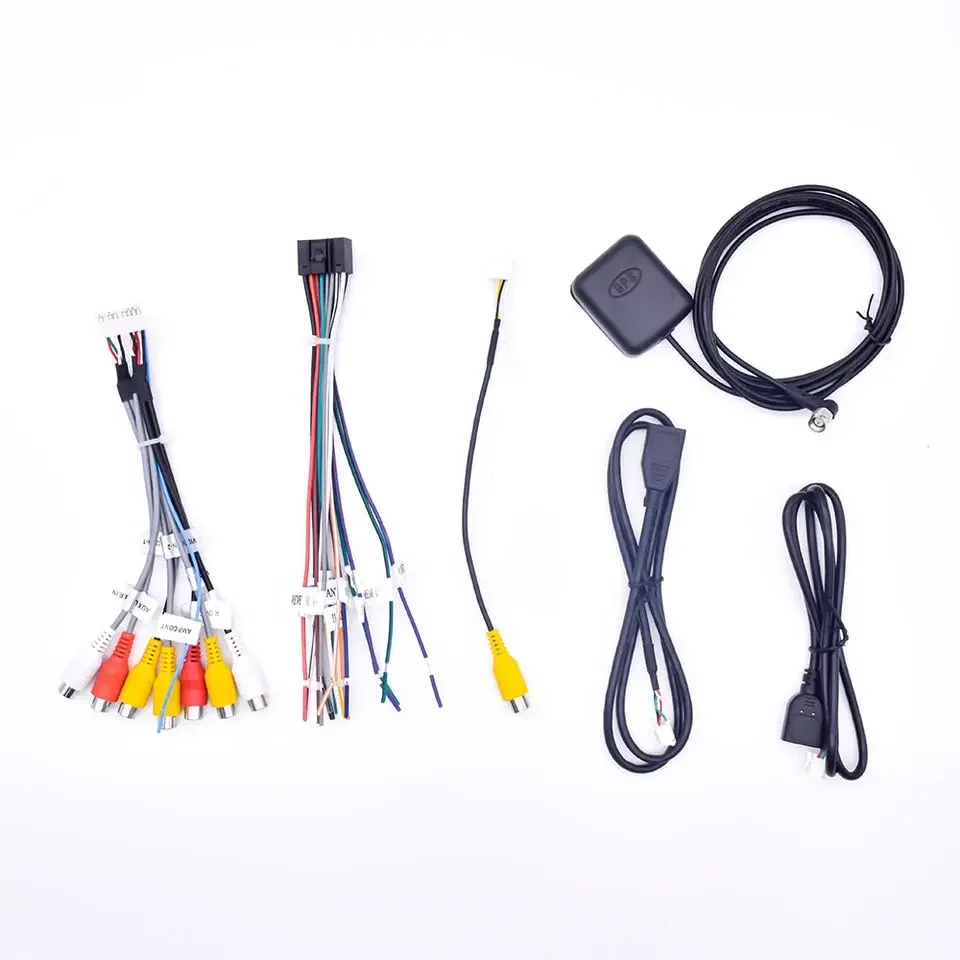 Universal car dvd player Cables harness AUDIO OUT L/R,AUX IN L/R,SUB WOOFER,CVBS-IN GPS wires car radio android