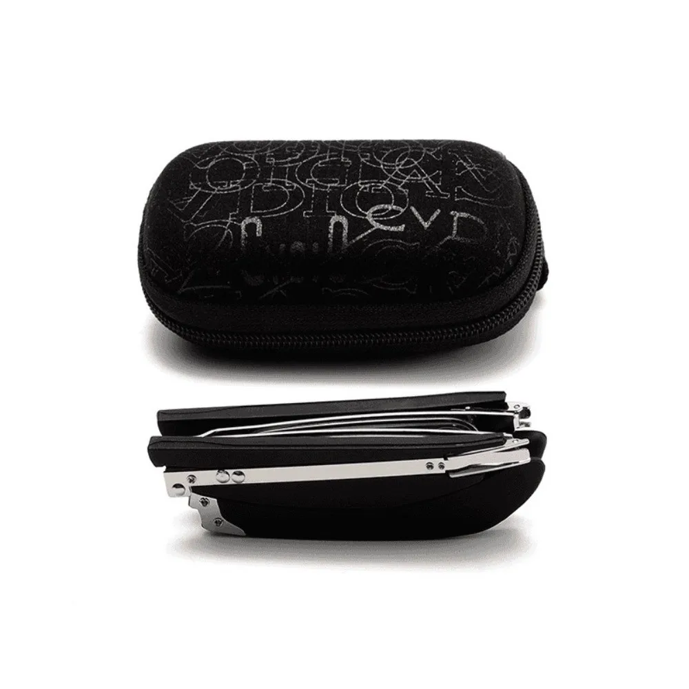 

360 Degree Rotating Foldable Reading Glasses Lightweight Portable Anti Blue Presbyopic Glasses Metal Square-Frame with Case