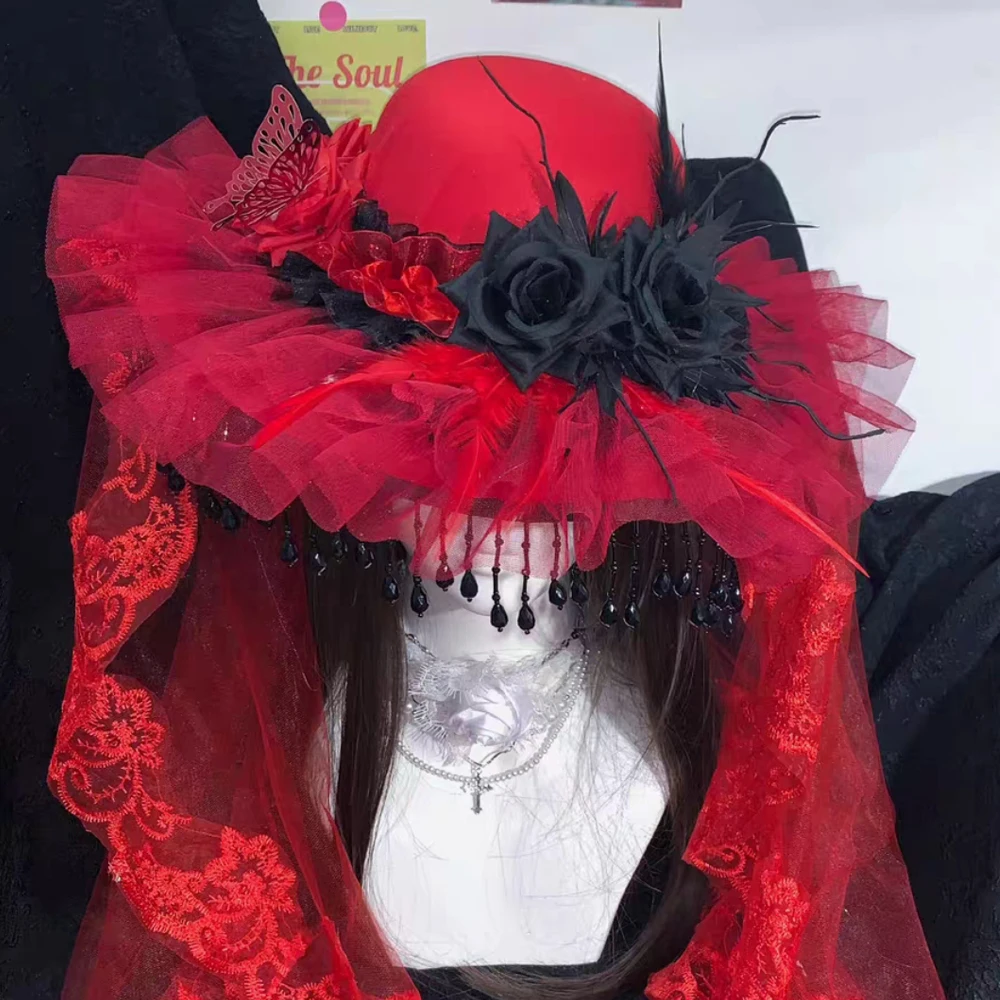 

Стимпанк кружево ручной работы винтажная повязка с бантом шляпа волшебника для взрослых готическая Лолита косплей костюм Хэллоуин вечерние панама