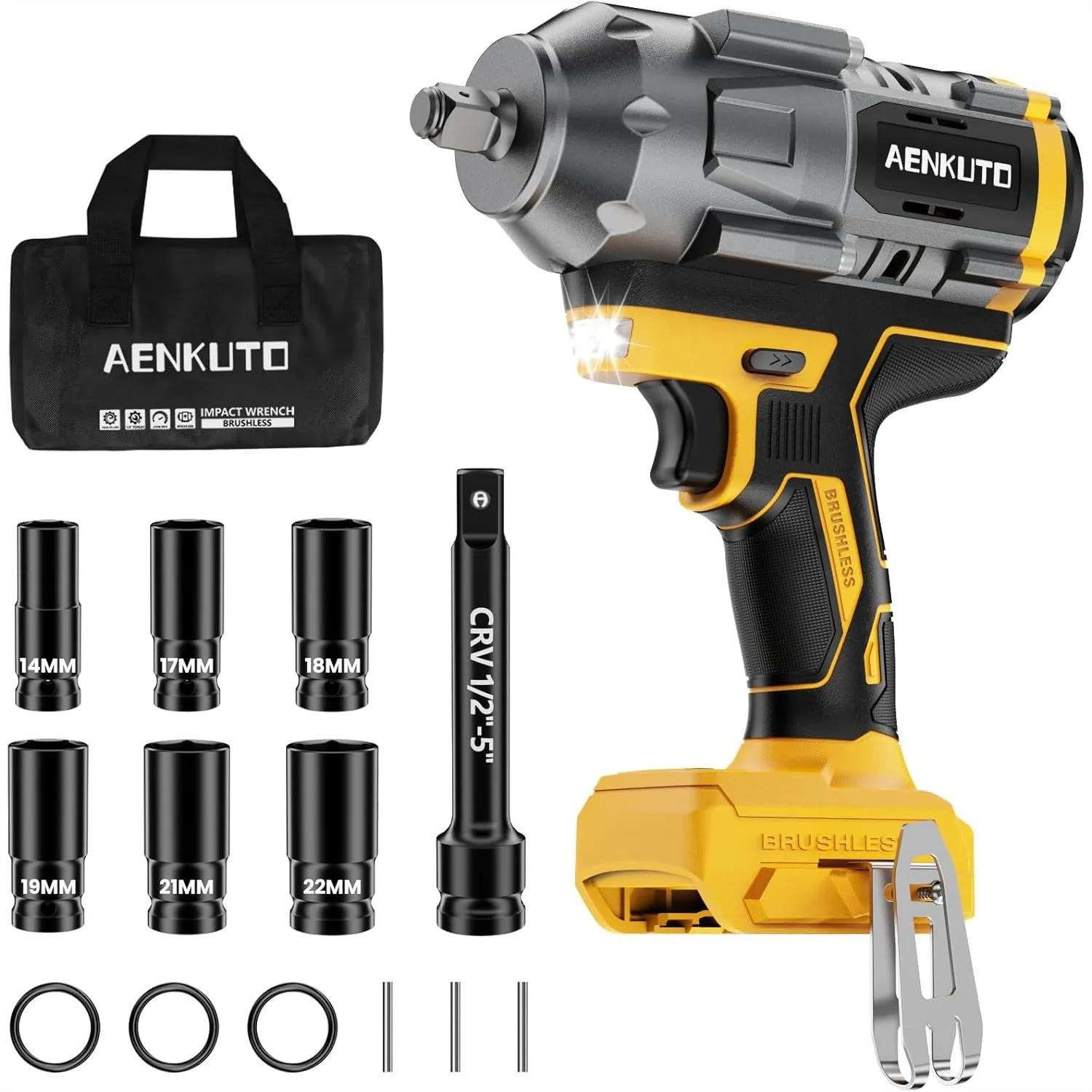 

Cordless Impact Wrench for DeWalt 20V MAX Battery, 1500Nm Brushless High Torque, 1/2" 3-Speed Power Tool for Tire Removal and