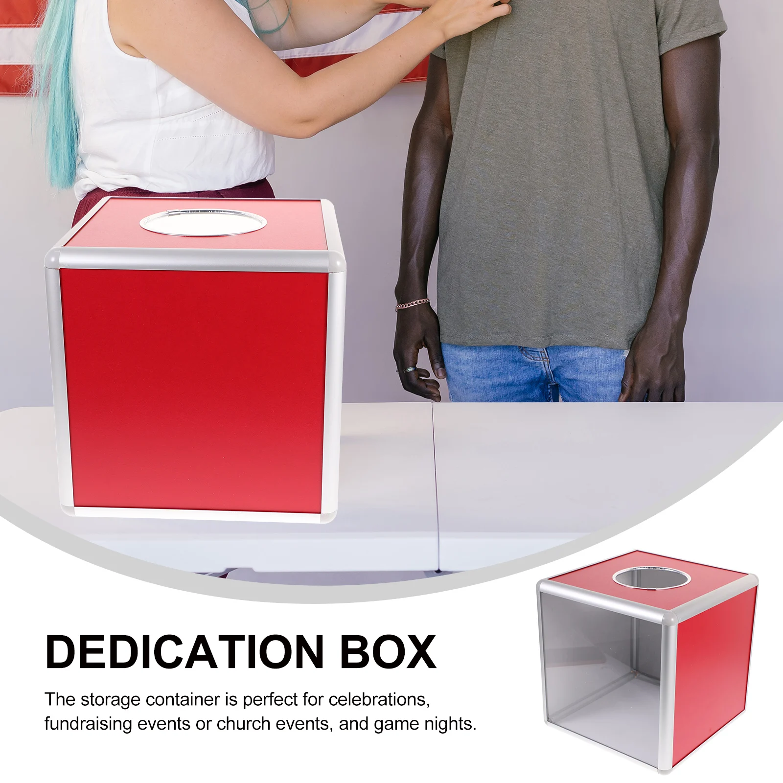 Raffle Prize Box Birthday Storage Tickets Ballot Gift Container Donation Metal Lottery Suggestion Voting Promotional