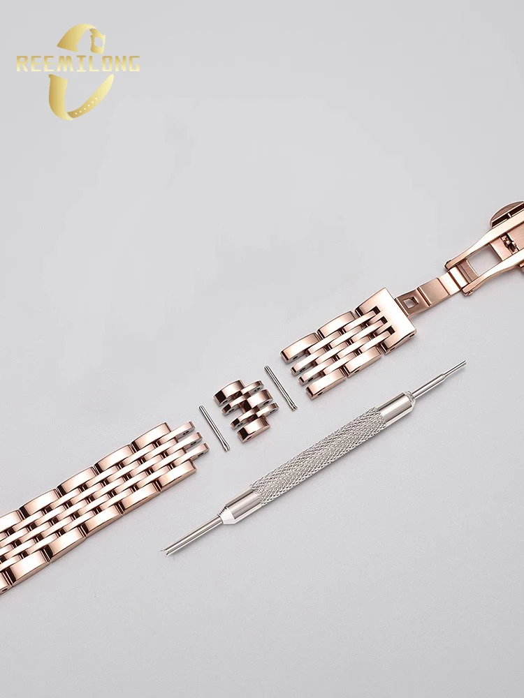 Stainless steel watch strap 6 8 10 12 14 15 16 18 19 20 22mm universal metal small size silver rose gold black women\'s watchband