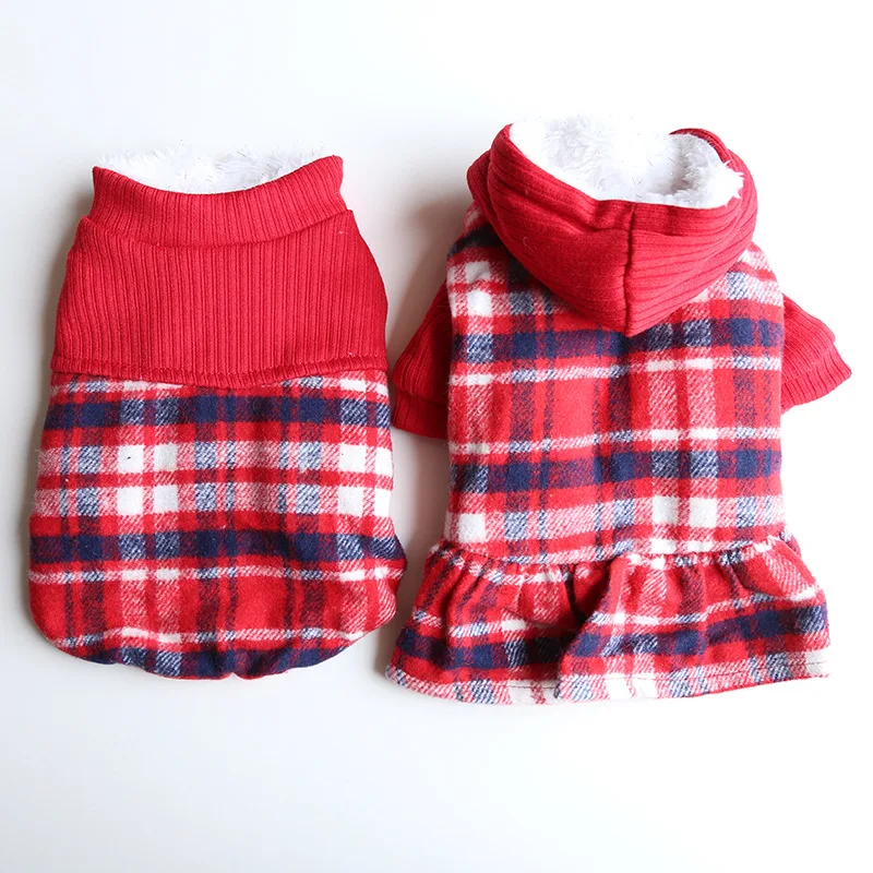 Christmas Red Plaid Couple Wear 2022 Autumn and Winter Cat Clothing Pet Clothing Dog Clothing Dog Dresses Dog Clothes