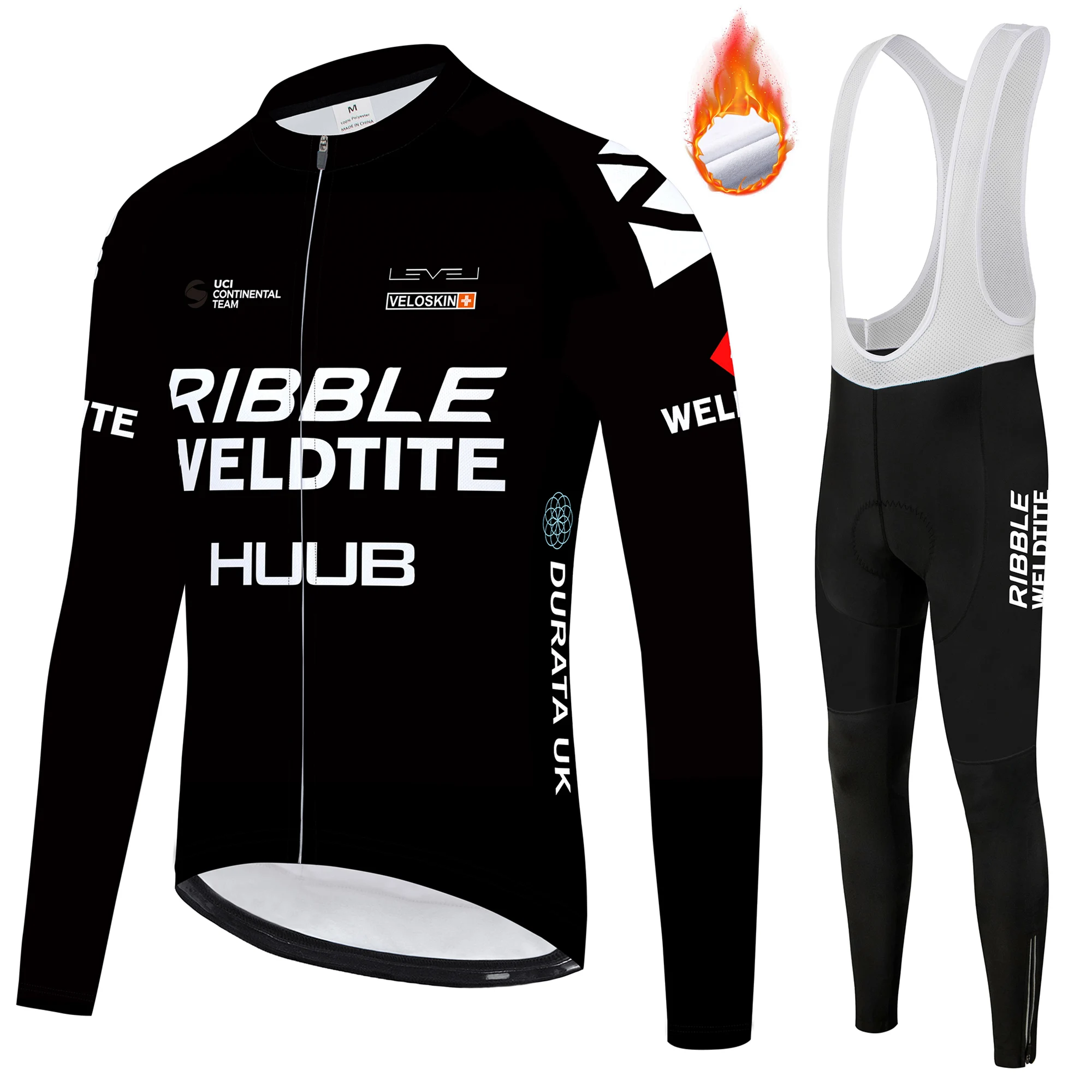 

HUUB Man Team Зимний термофлисовый комплект из трикотажа для велоспорта, теплые брюки с длинными рукавами и длинными брюками, зимняя спортивная одежда для велоспорта