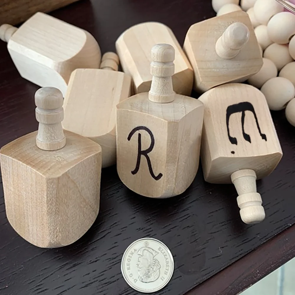 

Custom Wood Dreidel Hanukkah Jewish Toy Wood Spin Holiday Tradition Party Decor Christmas Gift Spin Top Shabbat Shalom Passover