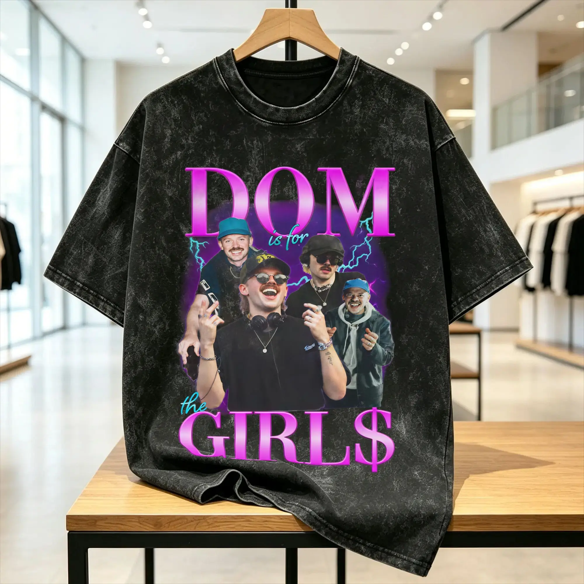 Man T-Shirt Doms Dollas Washed T Shirts Trendy Cool Girl$ Summer Tee Shirt Awesome Design Cotton Clothing Birthday Present