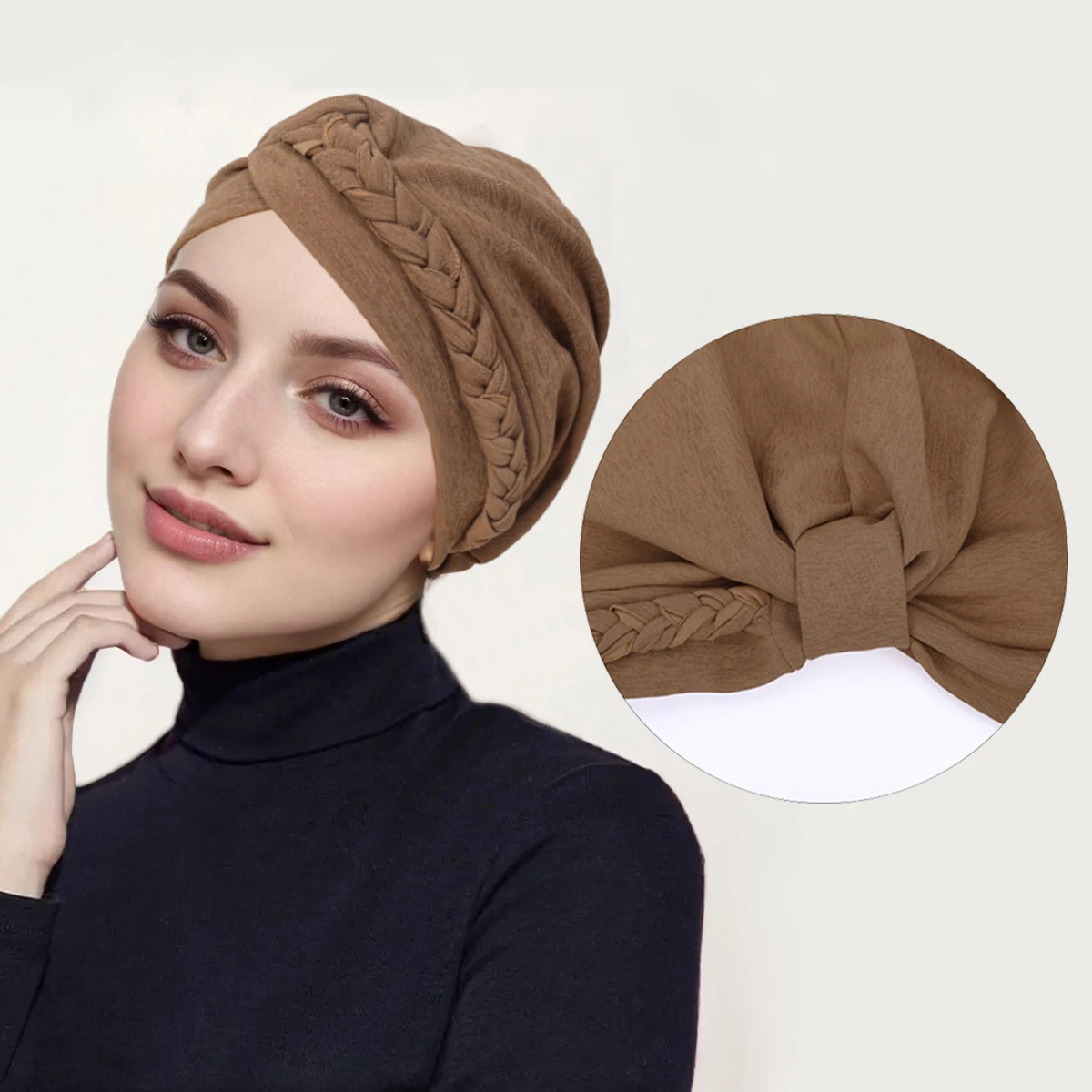 

RIMAIRE Braid Design Muslim Inner Hijab Caps 2025 Newest Stretchy Turban Hat Islamic Ladies Hair Cover Cap Casual Hijab Undercap