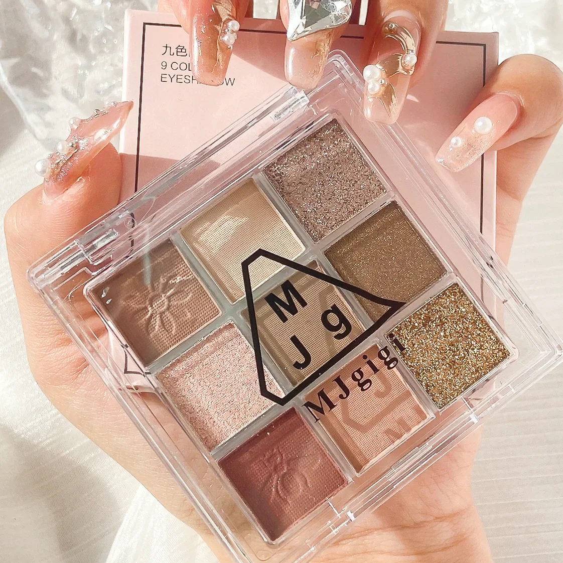 Paleta Cieni do Powiek z Brokatem 9 Kolorów Primer do Cieni Wodoodporny Nude Pigment do Powiek Matowy Błyszczący Matowy Puder do Makijażu Oczu Zestaw