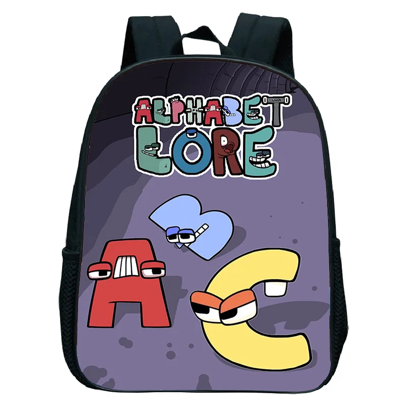 Saco de escola impermeável para crianças, mochila padrão carta, pré-escolar saco, alfabeto, Lore Print, jardim de infância Bookbag, presente para meninos e meninas