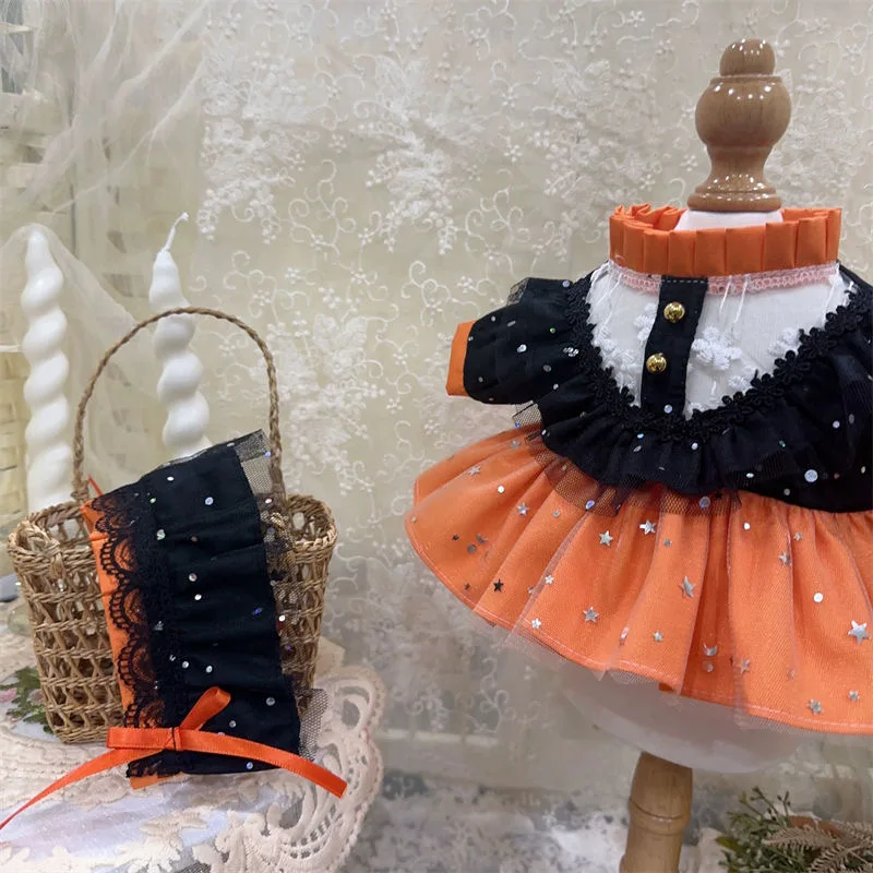 Reborn Doll Orange Dress Tiara 10CM Doll Clothes 20CM Cotton Doll Skirt,  XingDaiLu/LiNaXiong Doll Dress Free Shipping