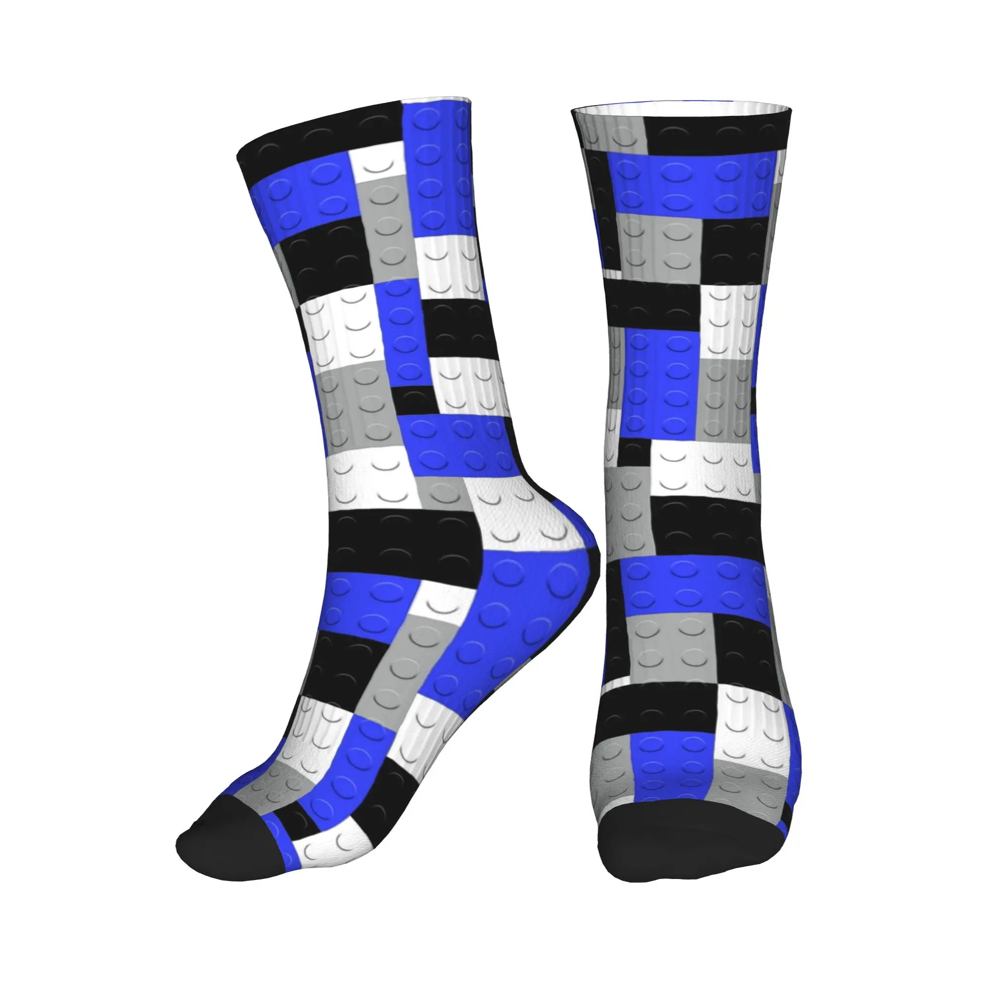 Black White Gray Blue Building Blocks Bricks Stockings Gothic Socks Men's High Quality Socks Autumn Cycling Graphic Anti Socks