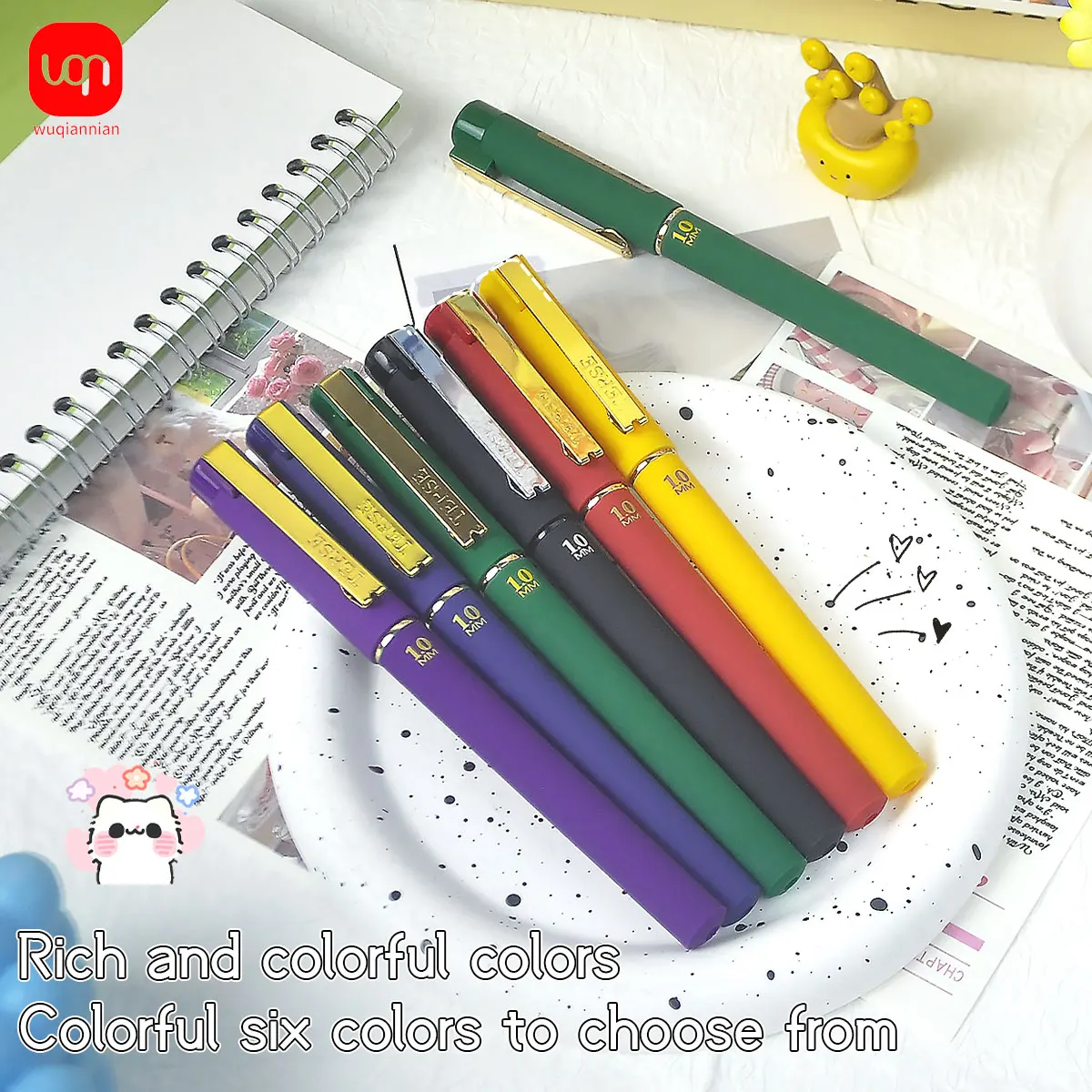1.0mm Colored Gel Pen with Frosted Body, Metal Clip, Smooth Writing, Thick Signature Pen, Retro Style, Student and Office Suppli