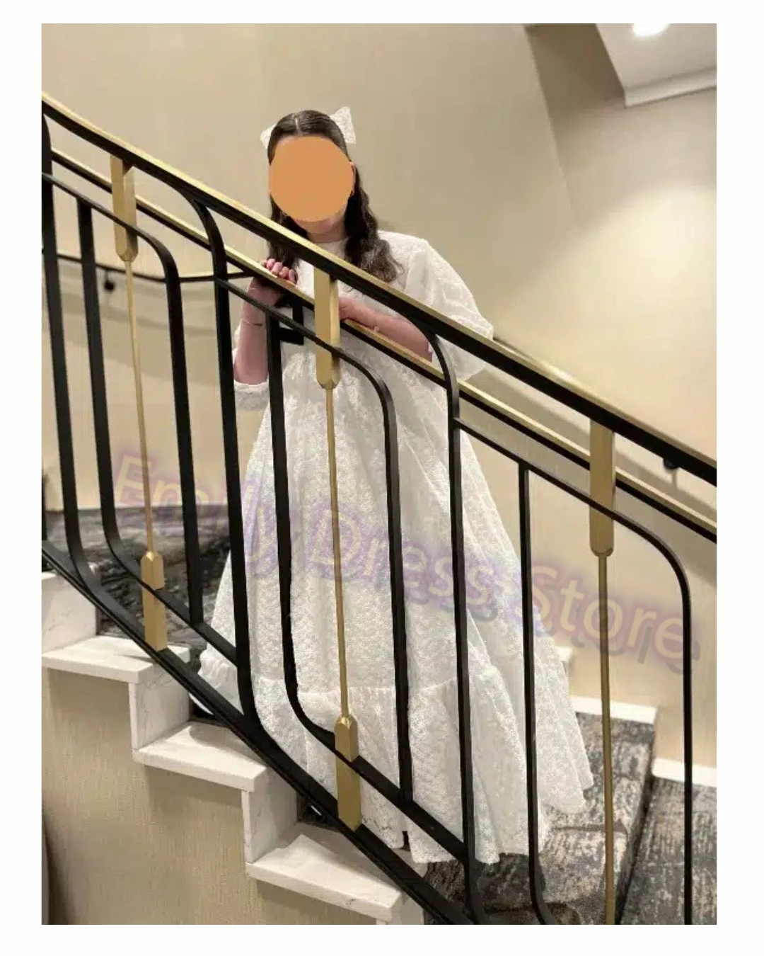 

Новое платье с цветочным узором для девочек на свадьбу, молочное кружево с рукавами 3/4, круглым вырезом, детское платье для дня рождения, первого причастия по индивидуальному заказу