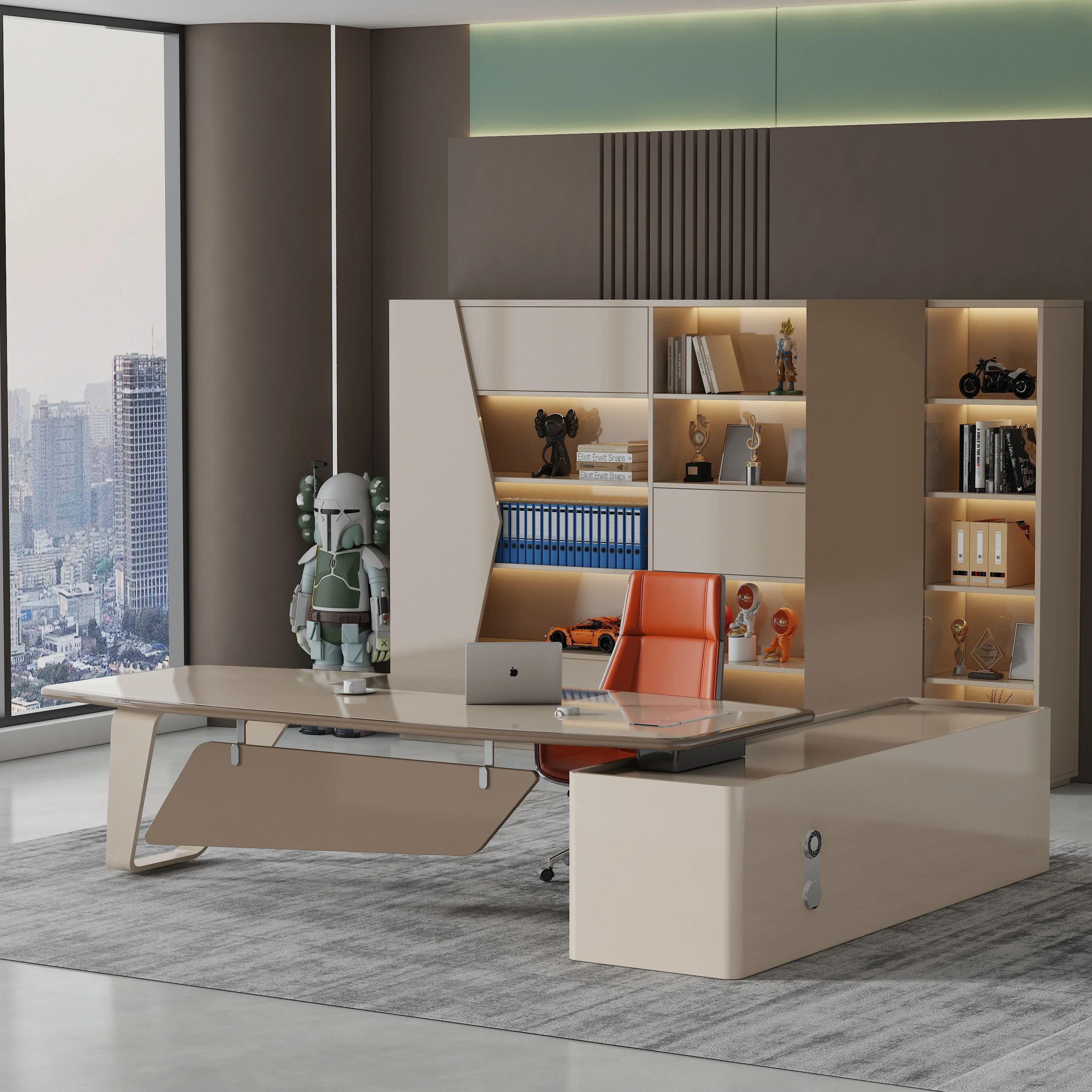 BTpies-Bureau de Luxe en Forme de L, avec Peinture Personnalisée, Style Moderne, Haute Technologie, 2024 Pièces